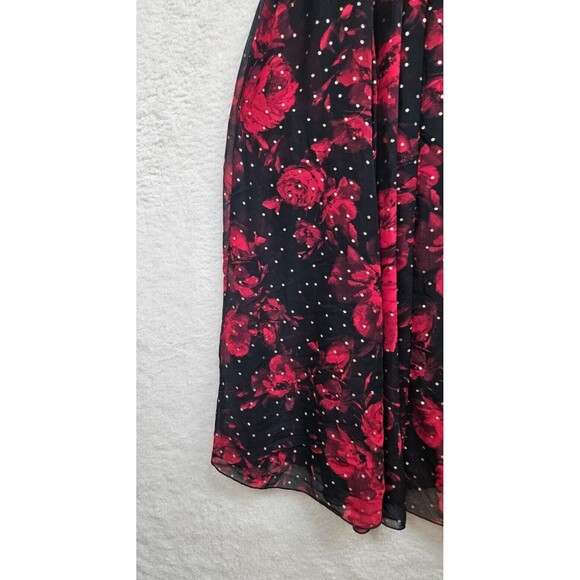 AlexaB Women Dress 10 Black Floral Print 100%Polyester Sleeveless Fit Flare Maxi - Picture 4 of 16